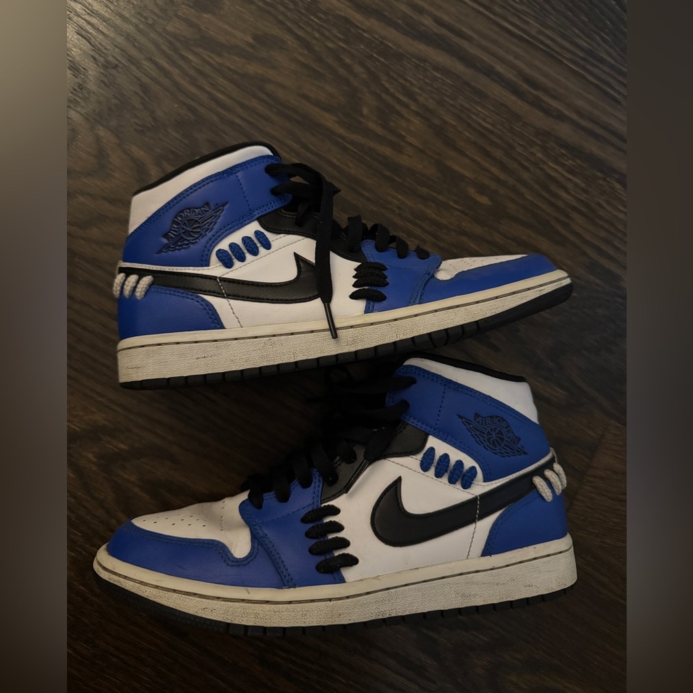 Blue and Black High-Top Sneakers